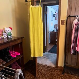 Yellow Lace-Trimmed Women's Dress